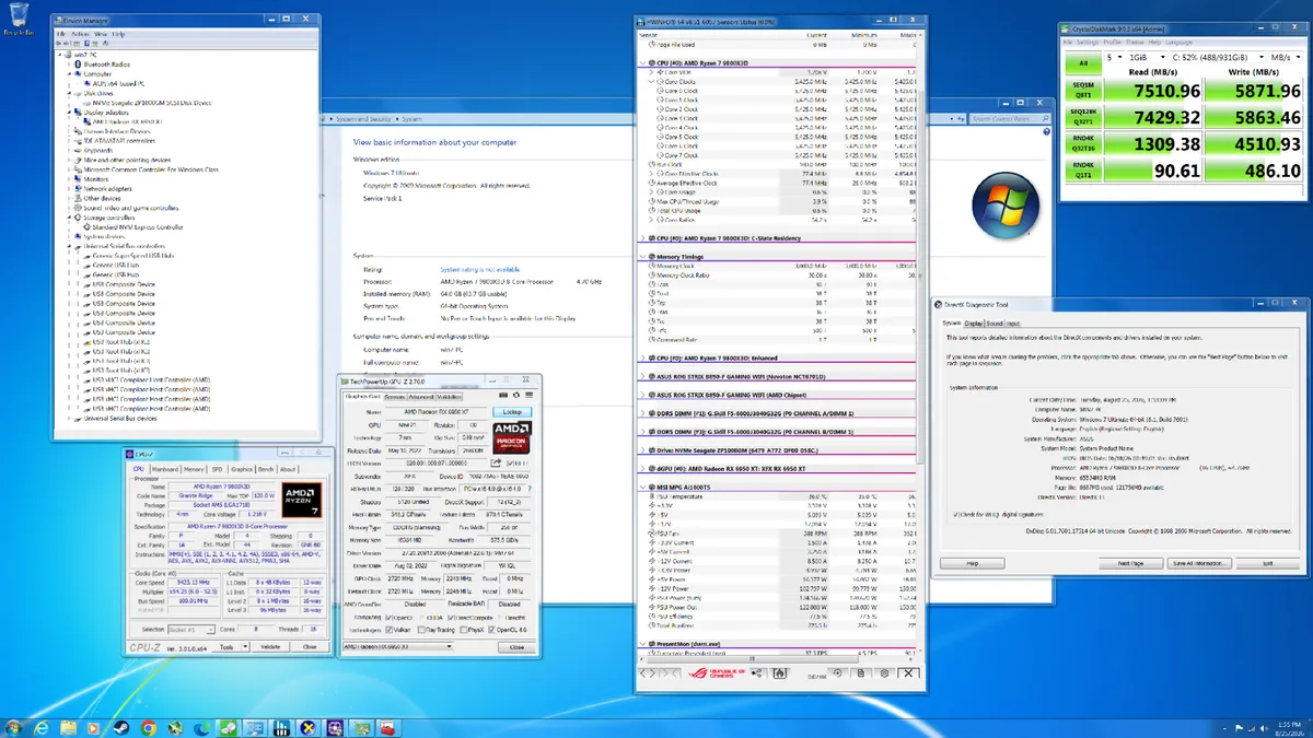 Характеристики тестовой системы для проверки Windows 7 и Windows 11