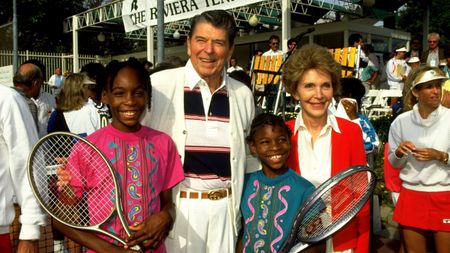 Serena and Venus Williams with Ronald and Nancy Reagan