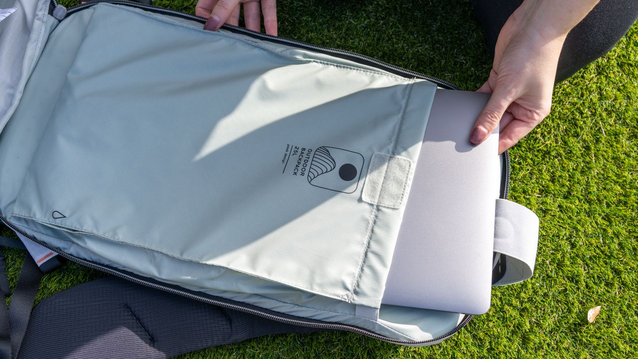 laptop sleeve in the peak design outdoor bag