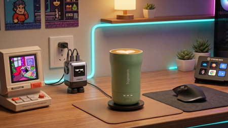 A selection of cool and quirky desk accessories in a home office setting