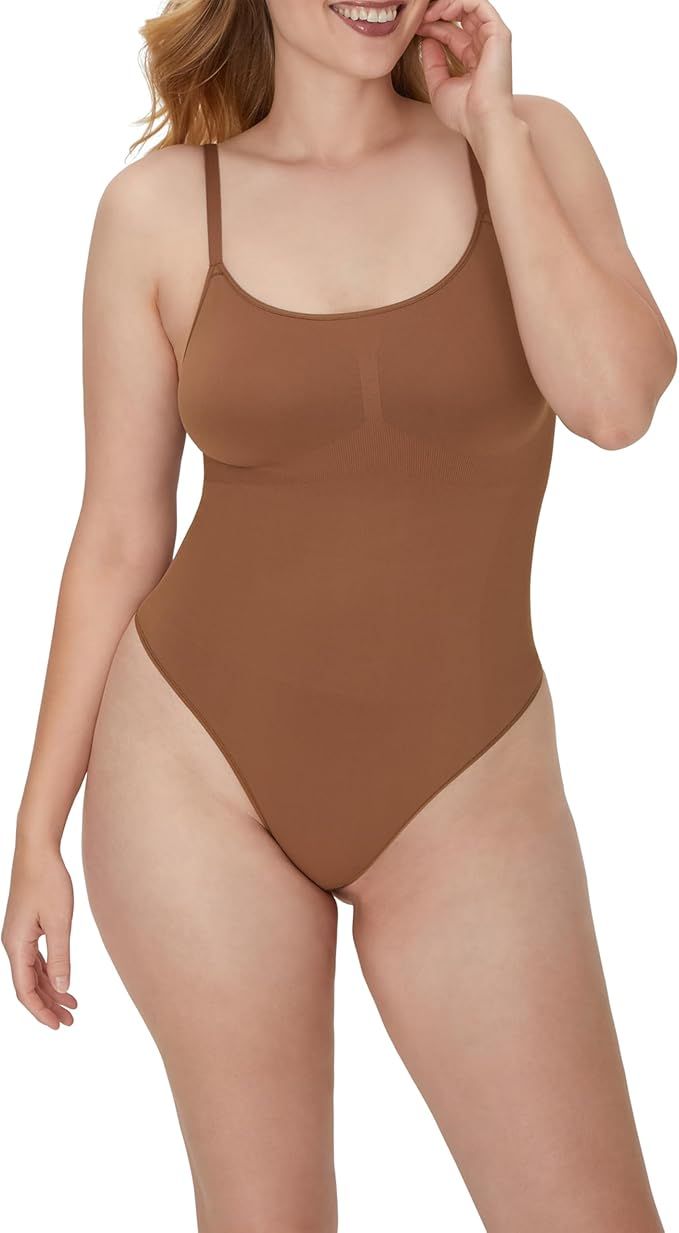 Maidenform, Maidenform Women's Seamless Shapewear, Tummy Control Thong Bodysuit, Firm Control Thong Body Shaper