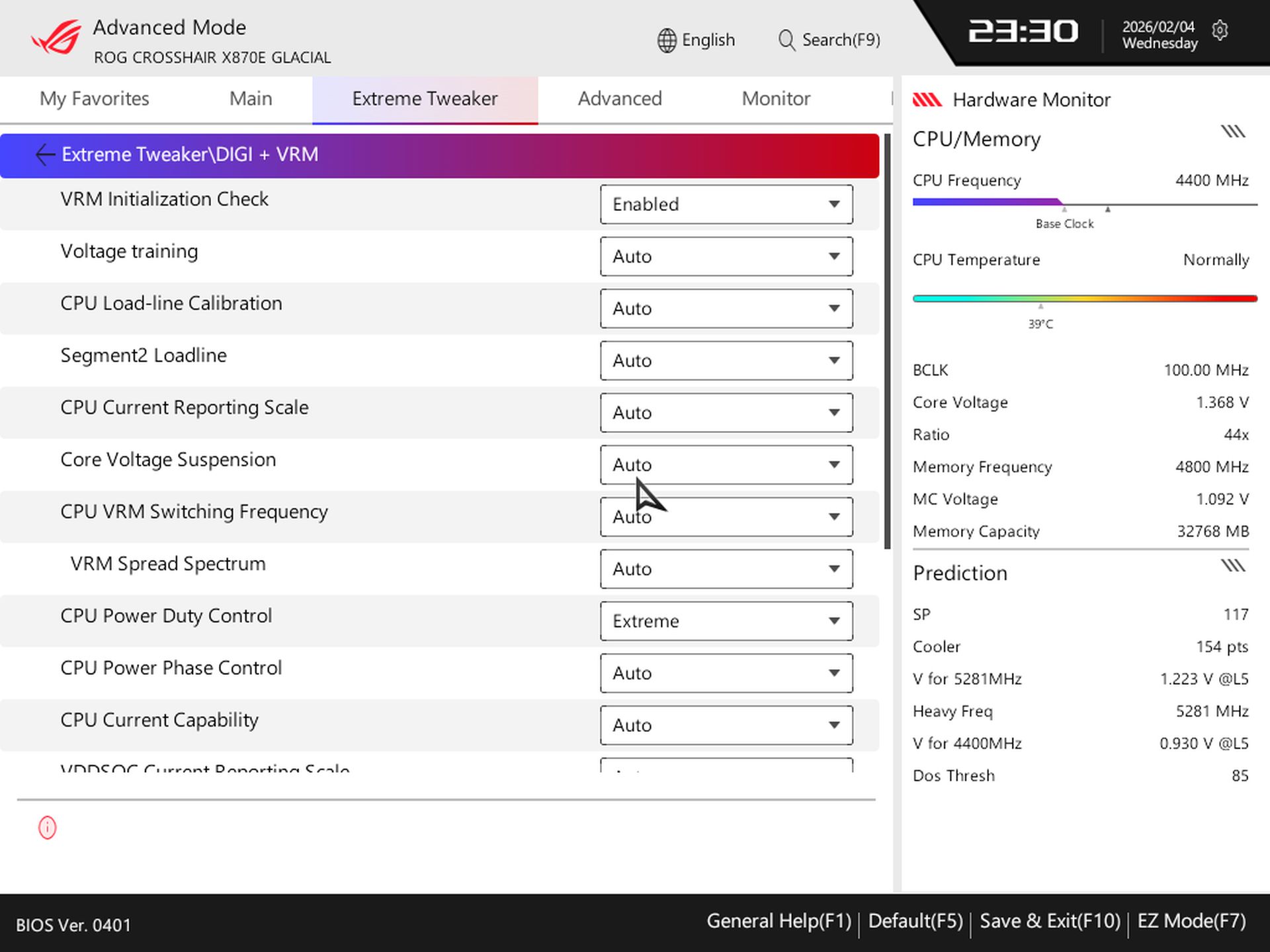 Asus ROG Crosshair X870E Glacial - BIOS