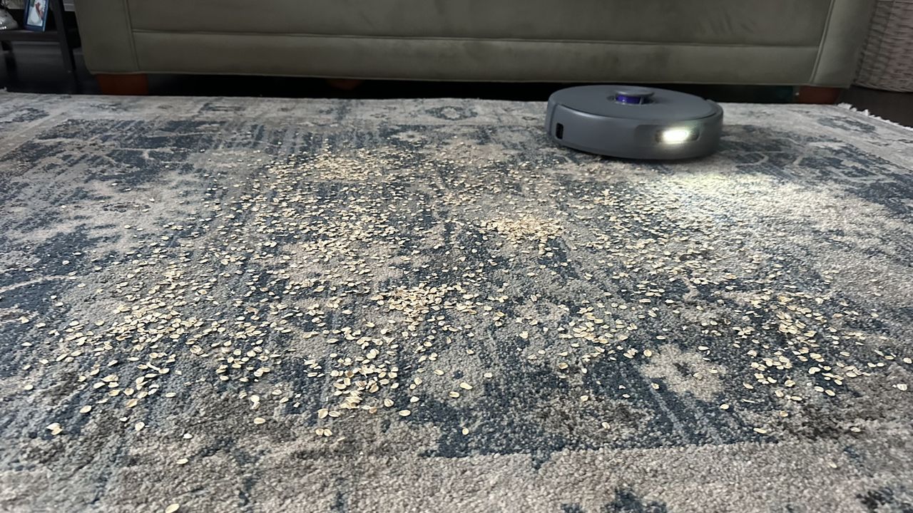 Start of oats on carpet testing with robot light activated
