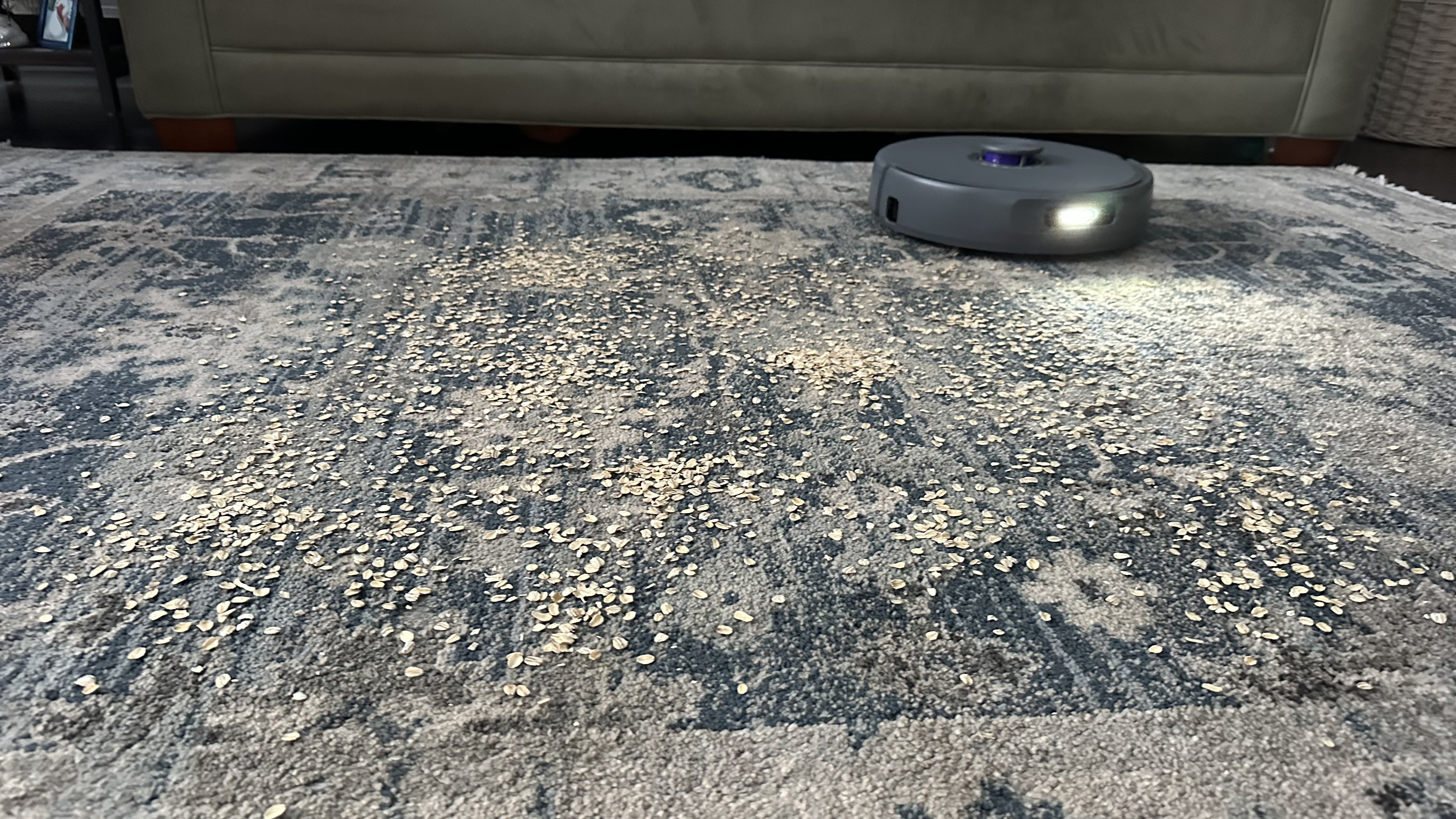 Start of oats on carpet testing with robot light activated