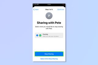 The stop sharing screen for managing permissions and access with safety check