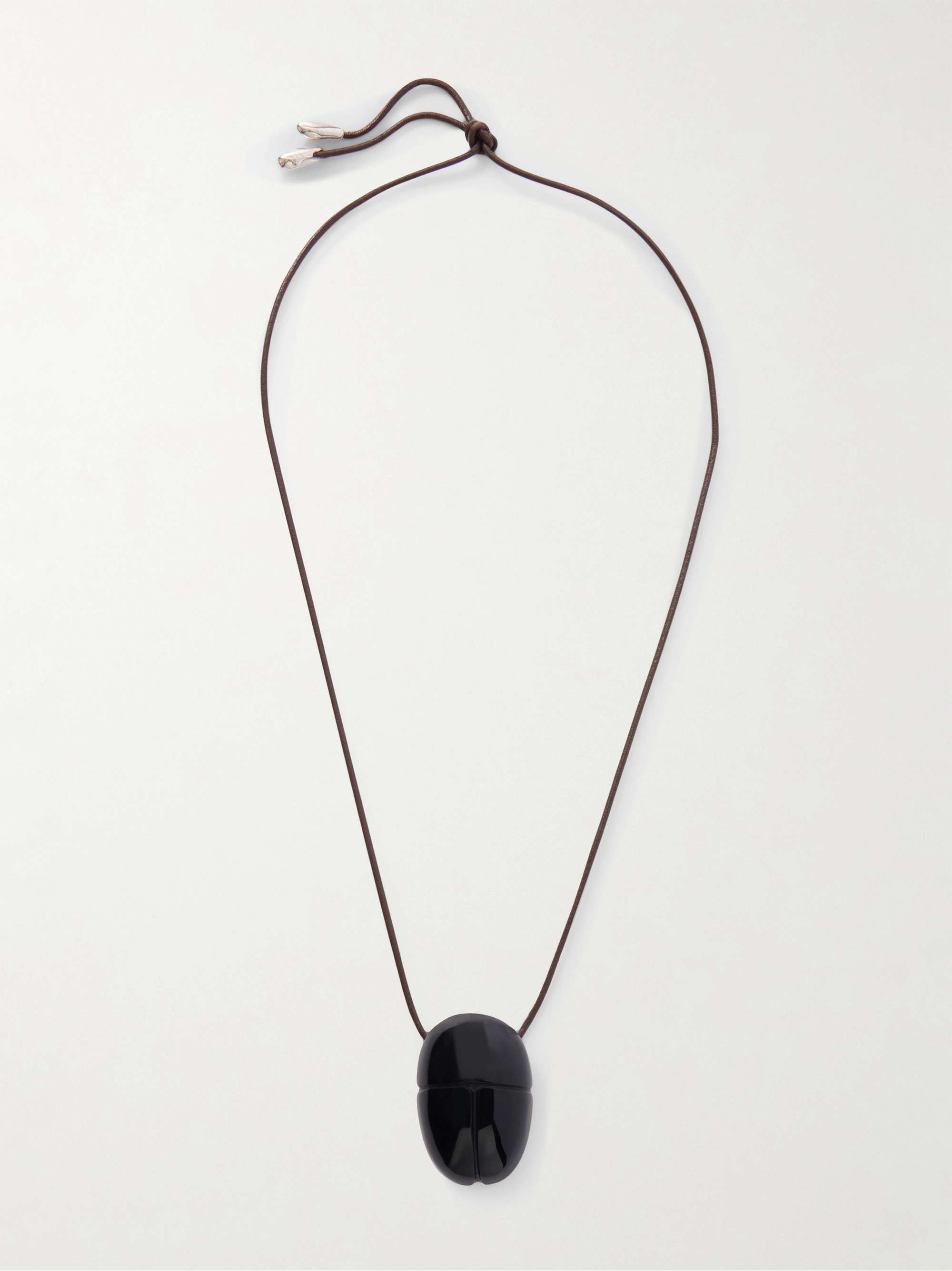 Scarab Silver Onyx Necklace