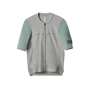 grey with green sleeves evade pro base jersey from MAAP