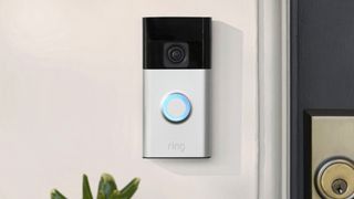 Ring Battery Doorbell next to door 