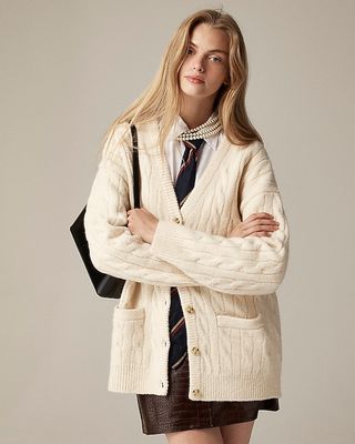 Pre-Order Relaxed Cable-Knit Cardigan Sweater