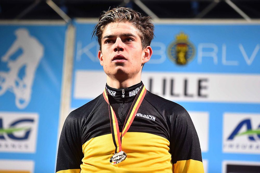 Van Aert in his first Belgian elite men's champion's jersey.