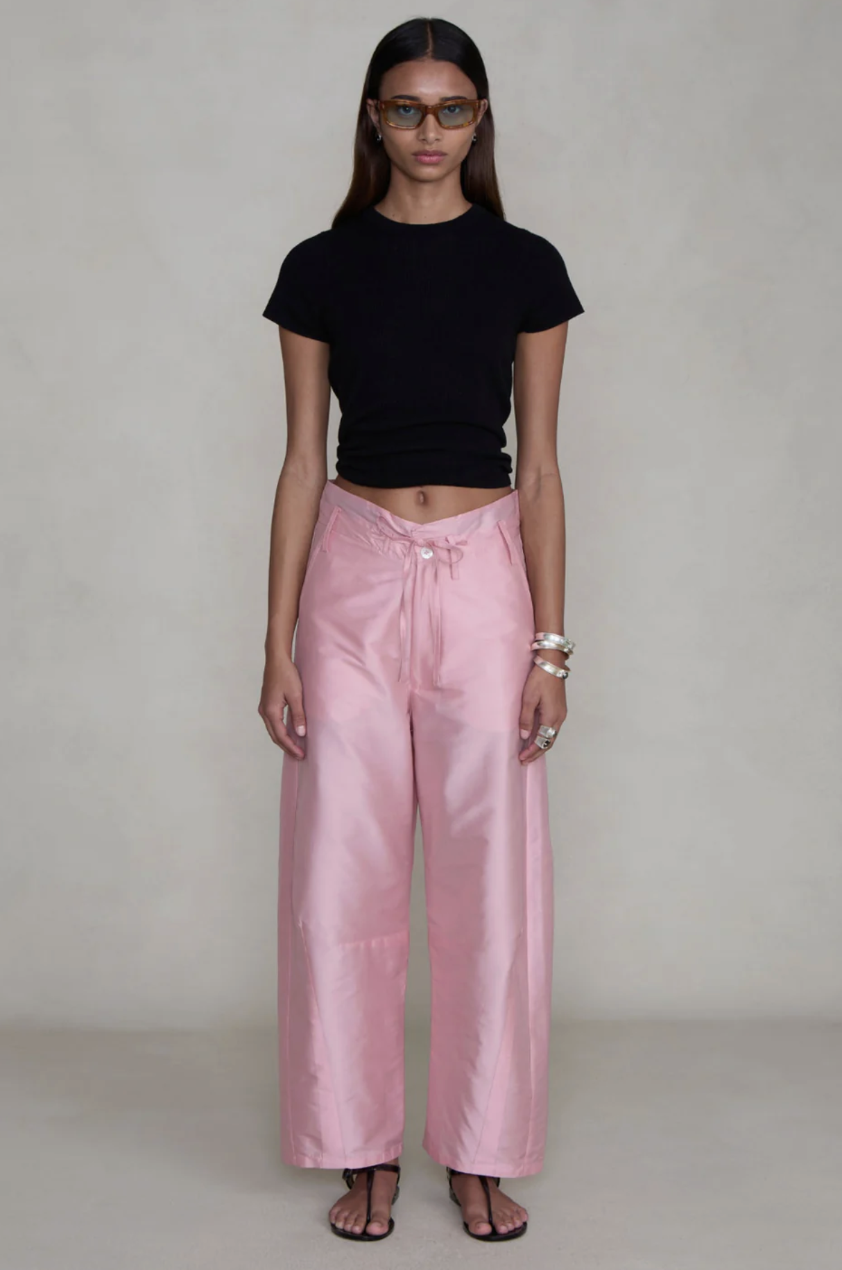 CHAN LUU, Techno Taffeta Barrel Pant Rose