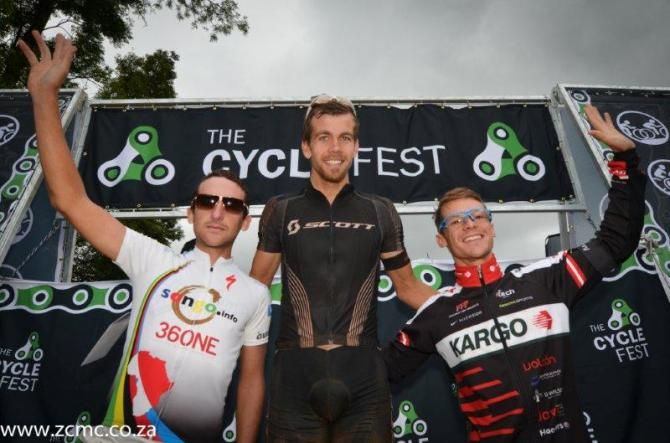 Elite men's podium at Cyclefest