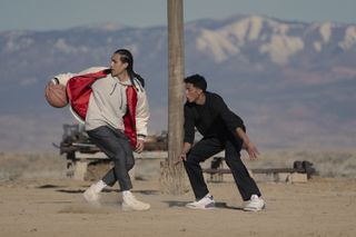 Kusem Goodwind as Nataanii and Kauchani Bratt as Jimmy in Rez Ball.