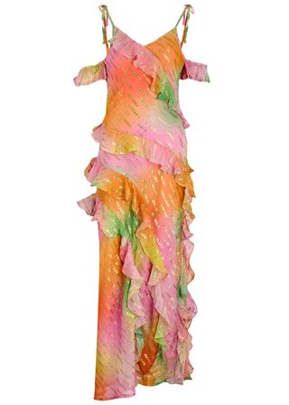 Faro Printed Ruffled Chiffon Maxi Dress