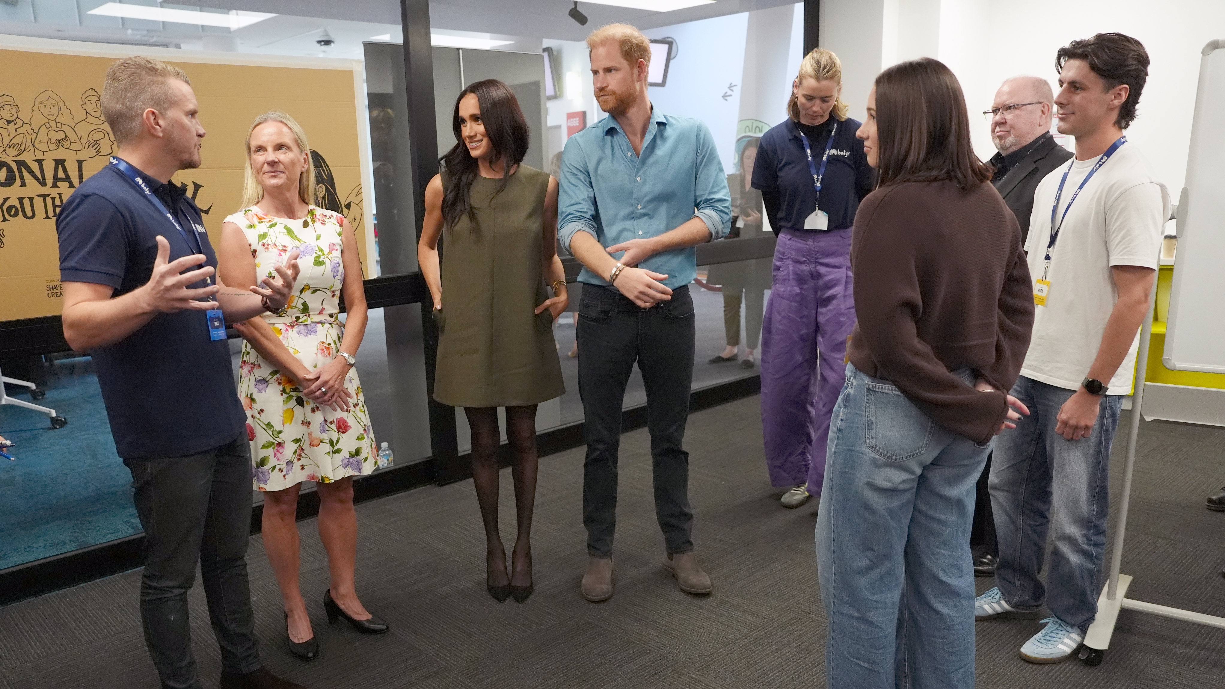 Meghan, Duchess of Sussex, and Prince Harry, Duke of Sussex meet staff members and young advocates during a visit to Batyr, a mental health engagement programme, at Swinburne University of Technology