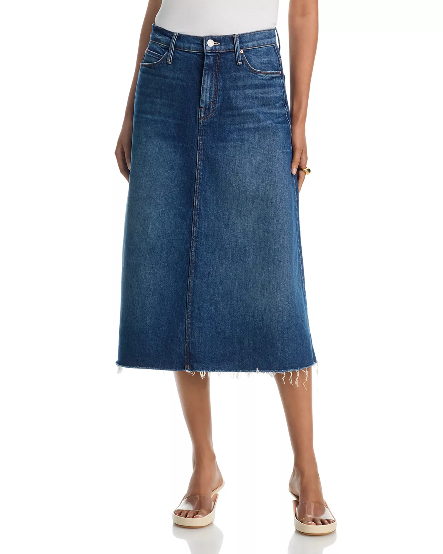 The Circle Denim Midi Skirt in Buckaroo