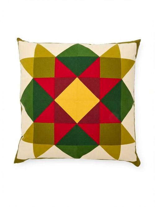 Kate Owen Leaf & Berry Patchwork Cotton Cushion&nbsp;