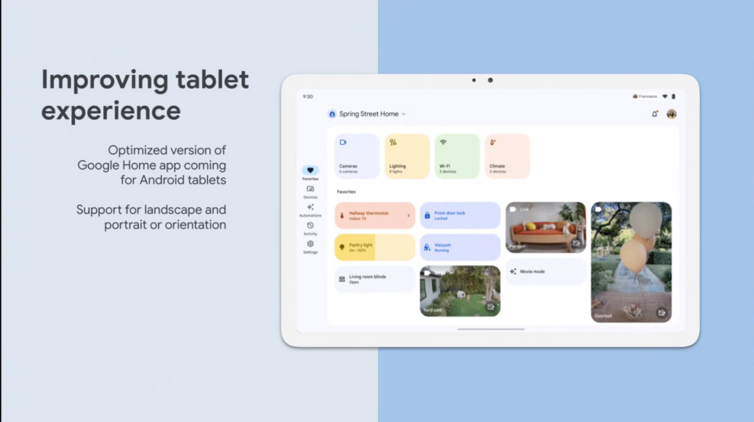 The new 2023 Google Home app on a Pixel Tablet