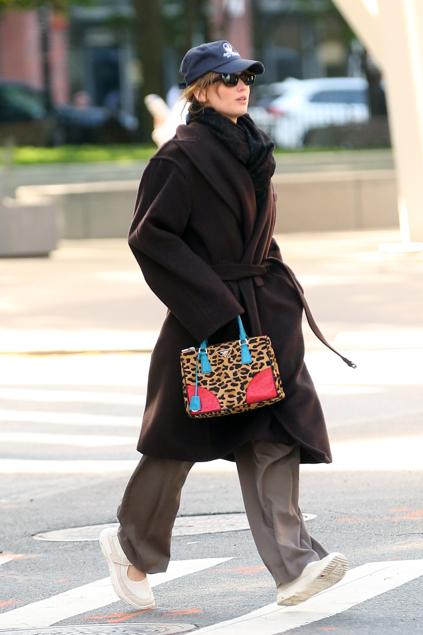 Jennifer Lawrence wore a rare Prada top-handle bag with chunky Mary Jane sneakers from Salomon