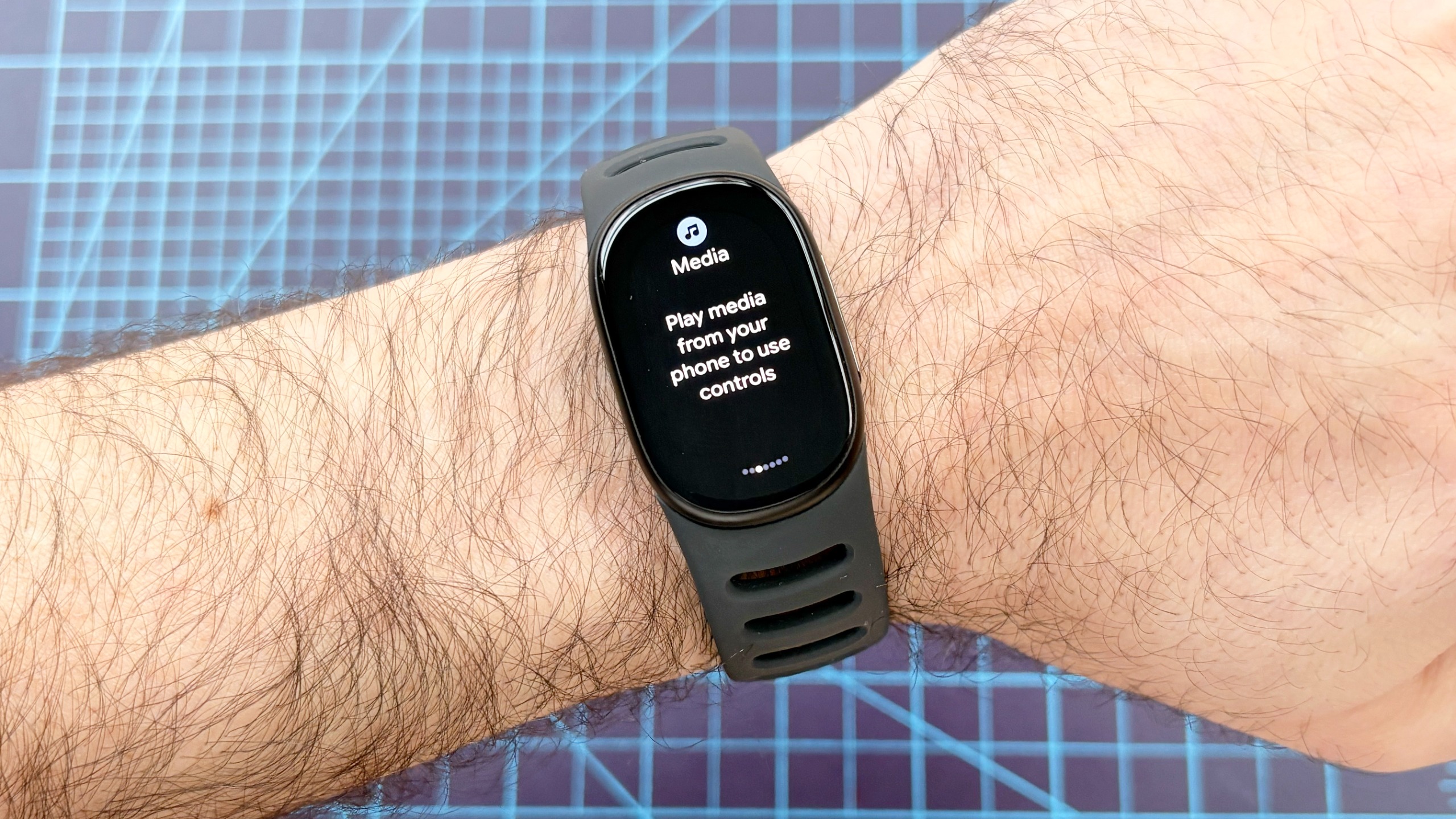 Close-up of the Fitbit Edge fitness tracker