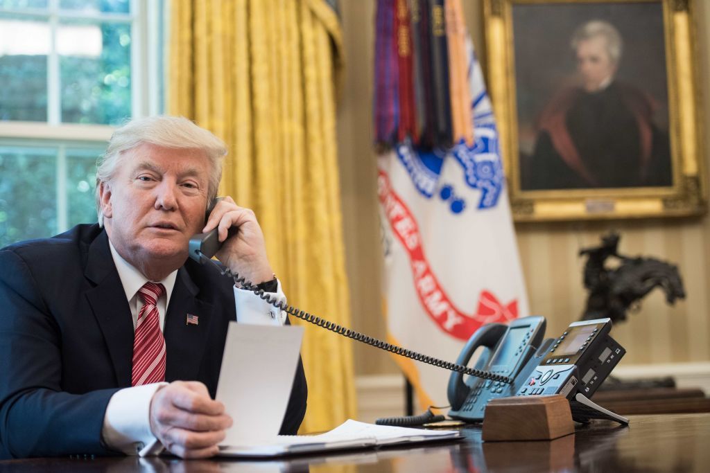 Donald Trump on the phone.