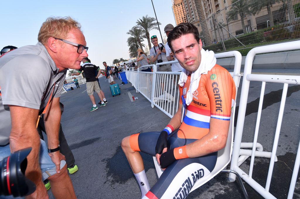 Tom Dumoulin (Netherlands) takes stock of his result