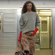 a model at the chanel metiers d'art 2026 show in new york