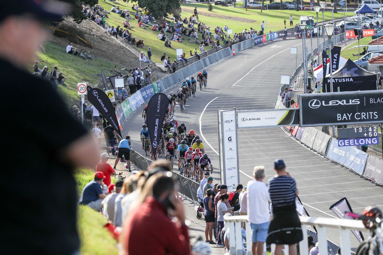 Nathan Haas leads the peloton