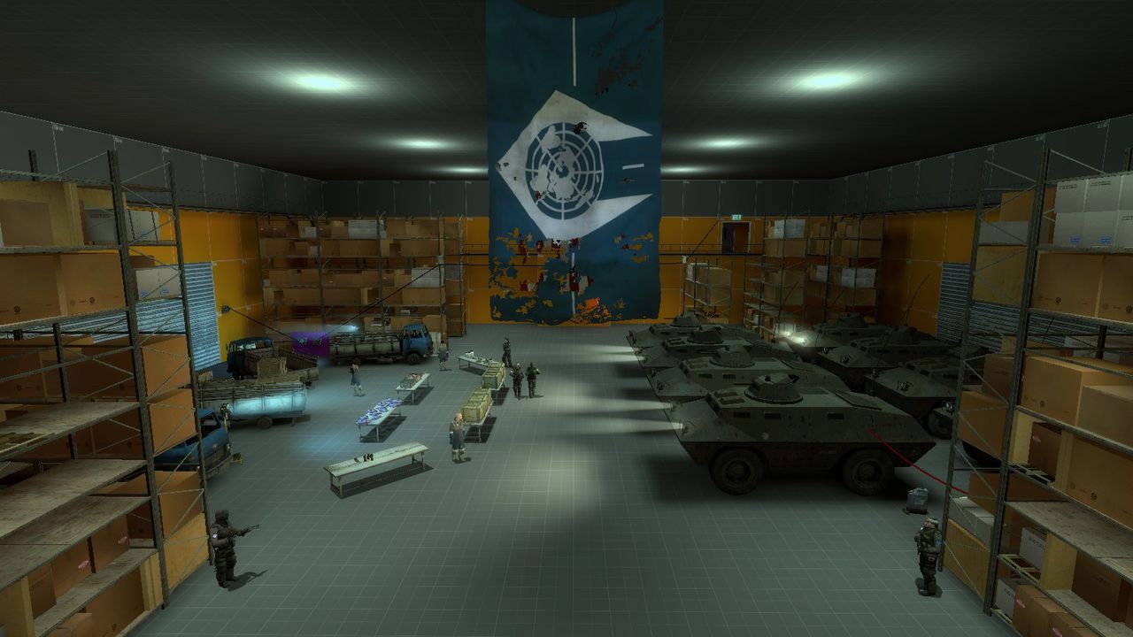 Entropy: Zero 2 - Progenitors screen showing Combine UN warehouse