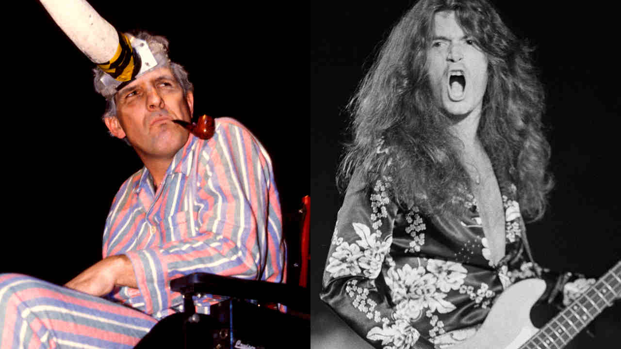 A composite photograph of The KLF&rsquo;s Bill Drummond in a wheelchair and Glenn Hughes performing onstage in the 1970s
