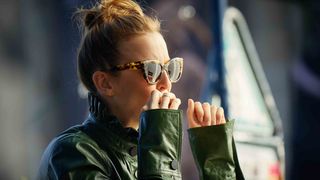 Eyewear, Glasses, Sunglasses, Cool, Human, Street fashion, Vision care, Jacket, Photography, Leather jacket,