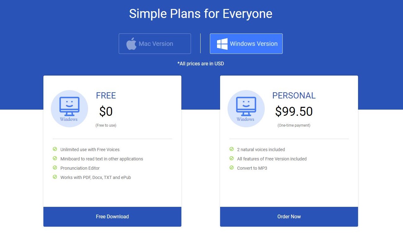 Pricing for Natural Reader