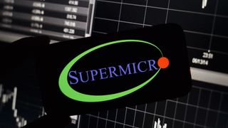 Supermicro company logo displayed on mobile phone