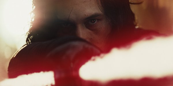 Kylo Ren wielding red lightsaber in Star Wars: The Last Jedi