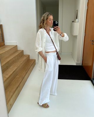 woman wearing slide sandals