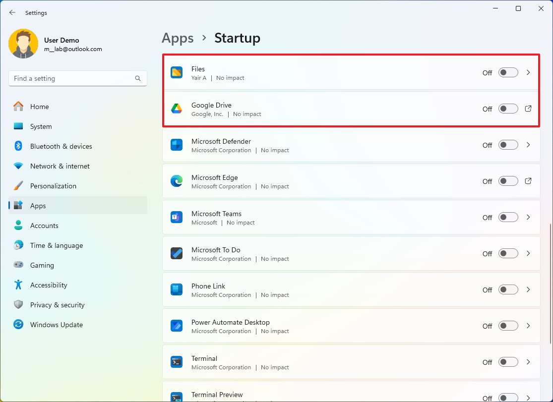 Windows 11 disable apps at startup