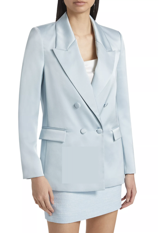 If Only Studio Hammered Satin Double-Breasted Blazer