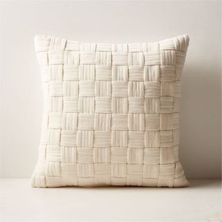 Akemi Woven Warm White Velvet Throw Pillow With Feather-Down Insert 18''