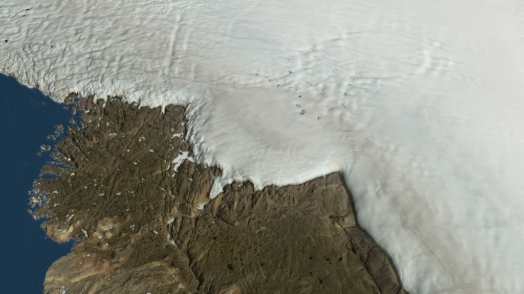 The Hiawatha impact crater in Greenland, as depicted by NASA&#039;s Scientific Visualization Studio.