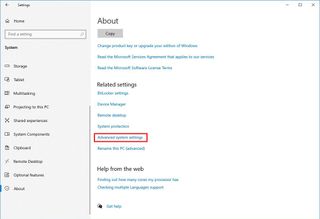 Advanced System Settings on Windows 10