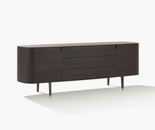 Long wooden sideboard with curved edges by Poliform