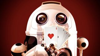 Conceptualization of a robot playing poker with a hand of aces