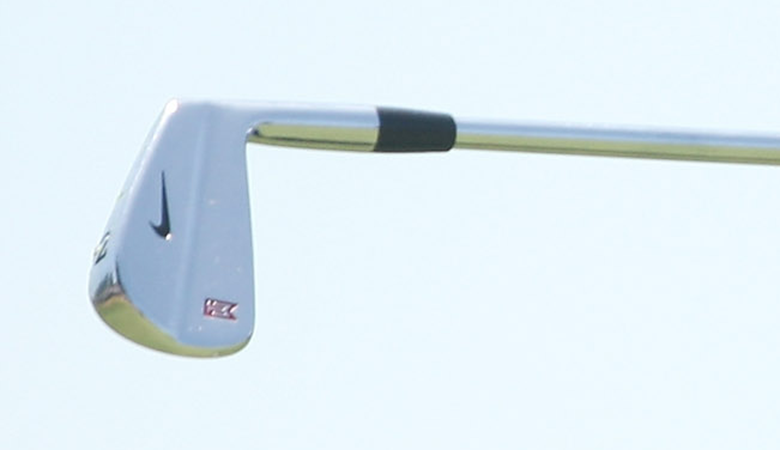 A close-up of Tiger Woods' iron