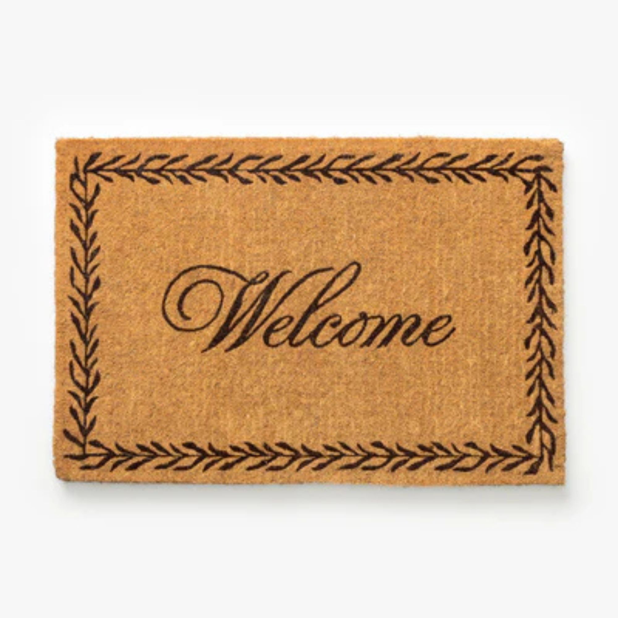 Welcome Doormat with Leaf Border
