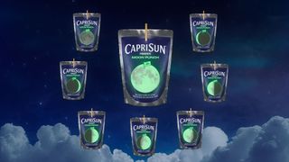 an rendering of eight foil drink bags each with a different phase of the moon on its label