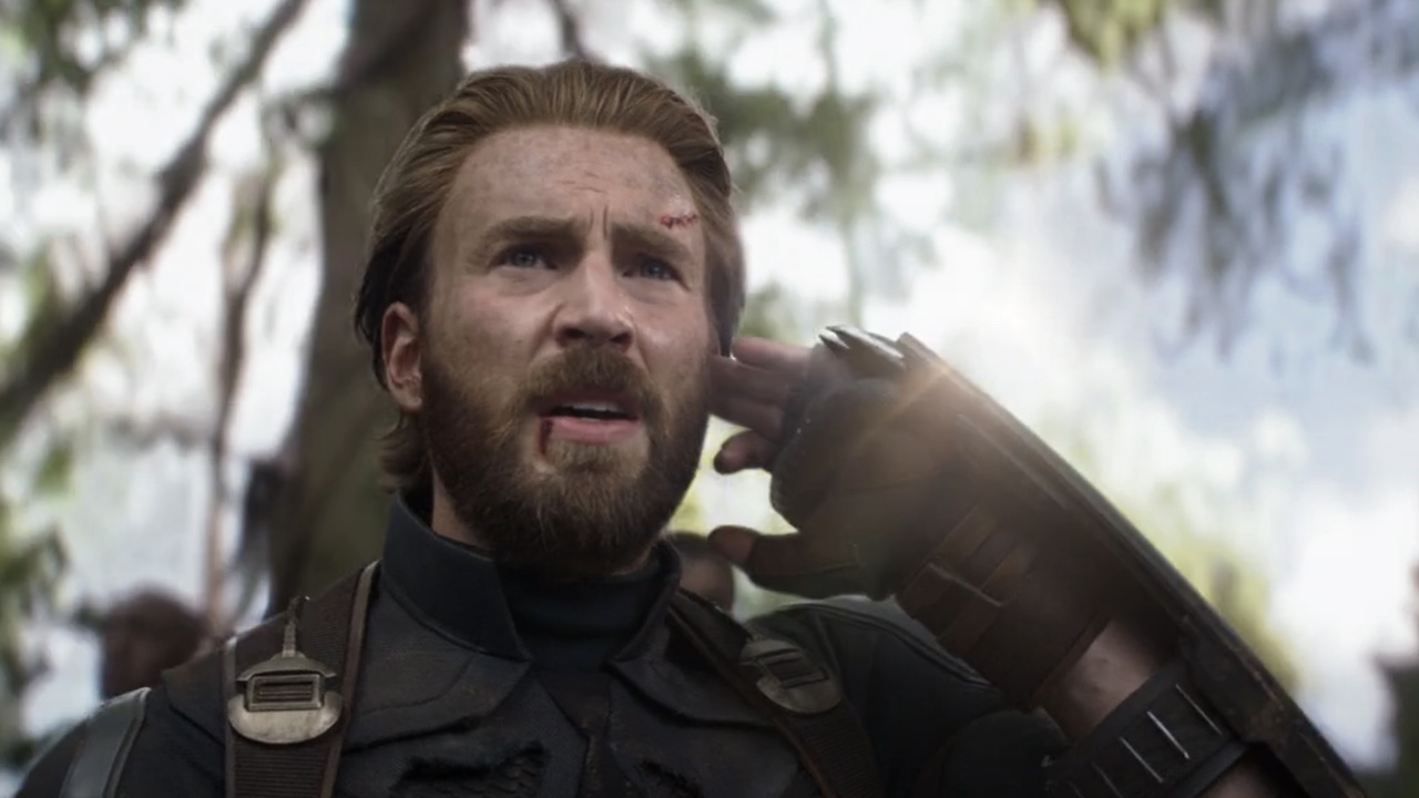 Cap wearing a Wakandan shield in Infinity War