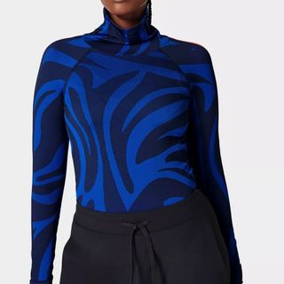 electric blue and black thermal top
