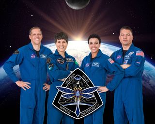 NASA's SpaceX Crew-4 mission astronauts include (from left) NASA astronaut Bob Hines, ESA astronaut Samantha Cristoforetti and NASA astronauts Jessica Watkins and Kjell Lindgren.