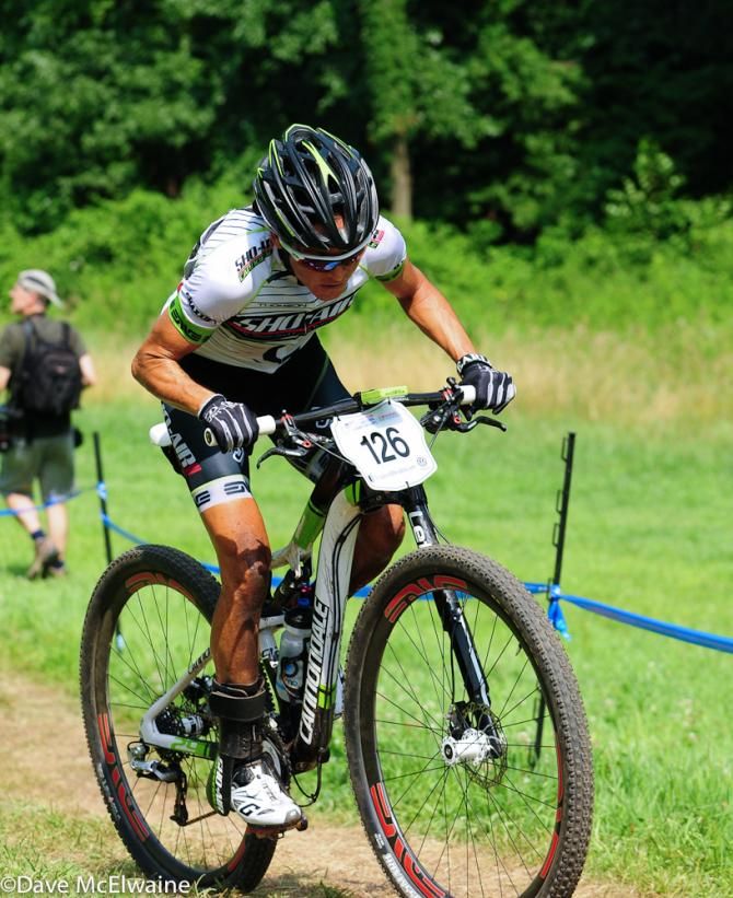 Pua Mata (Sho-Air Cannondale) climbing one of the ski hills with one lap to go