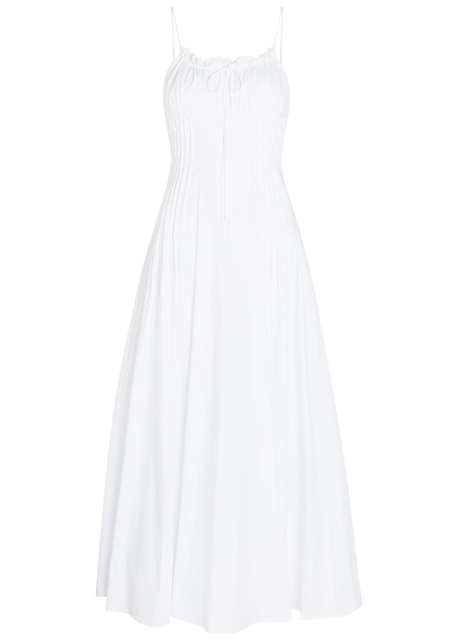 Margi Pintuck Stretch-Cotton Midi Dress